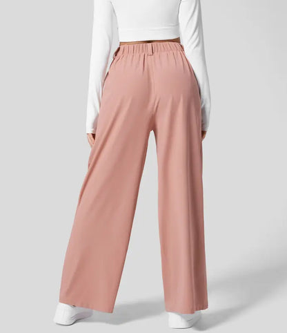 Halara High Waisted Plicated Side Pocket Wide Leg Waffle Casual Pants