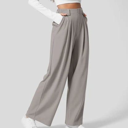 Halara High Waisted Plicated Side Pocket Wide Leg Waffle Casual Pants