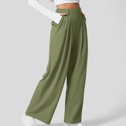 Halara High Waisted Plicated Side Pocket Wide Leg Waffle Casual Pants