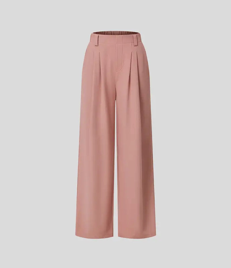 Halara High Waisted Plicated Side Pocket Wide Leg Waffle Casual Pants
