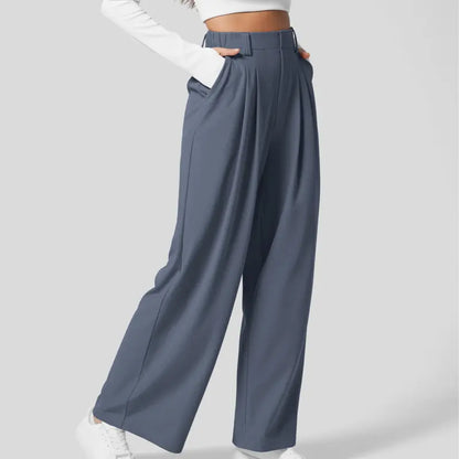Halara High Waisted Plicated Side Pocket Wide Leg Waffle Casual Pants