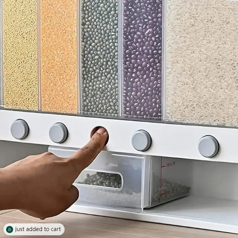 1Pc Rice Dispenser Food Dispenser 26LB Rice Drum, 6 Grids Rice Storage Dry Food Dispenser Grain Storage Dried Fruit Food Storage Box