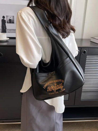 Summer 2024 Trendy Solid Color Large Capacity Tote Bag for Women for Gift, Retro Everyday Designer PU Leather Snap Handbag, Casual Back to School Shoulder Bag